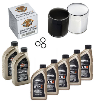 Syntetyczny zestaw wymiany oleju - silnik + przekładnia + skrzynia | Harley Touring Softail M8